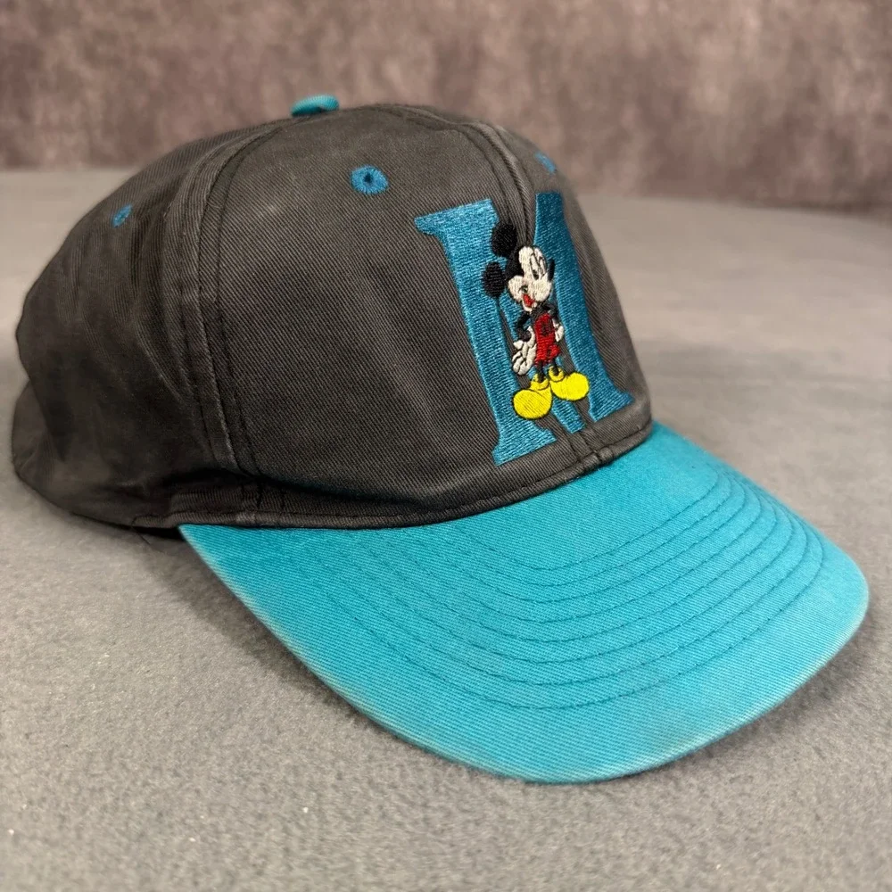 Vintage 90s Mickey Mouse Snapback Hat Mickey Unlimited Teal Grey Disney Cap